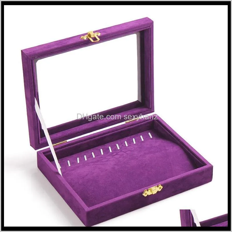 quality jewelry tray with glass lid bracelet holder pendant necklace tray jewelry display storage box jewelry organizer