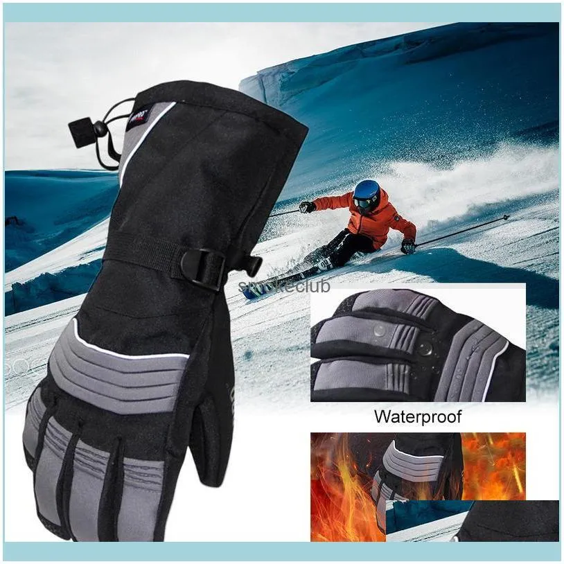 Waterproof Windproof Ski Gloves Winter Velvet Padded Warm Gloves For Men Women Thermal Ski Winter Fleece Waterproof