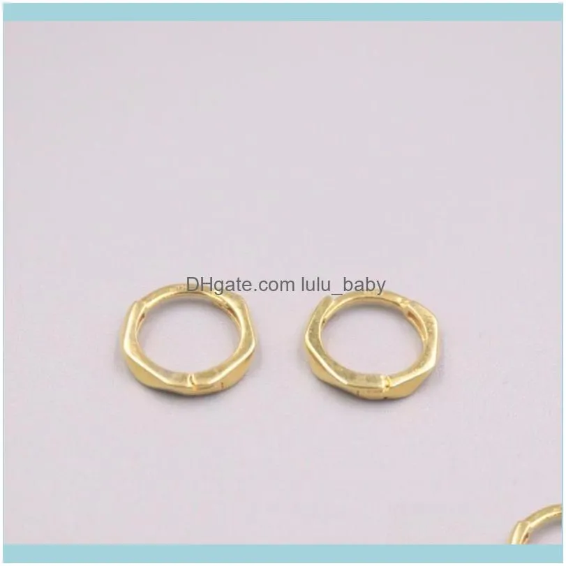 Real Pure 18K Yellow Gold Earrings Geometry Circle Hoop Small About 1-1.1g For Men Woman Gift & Huggie