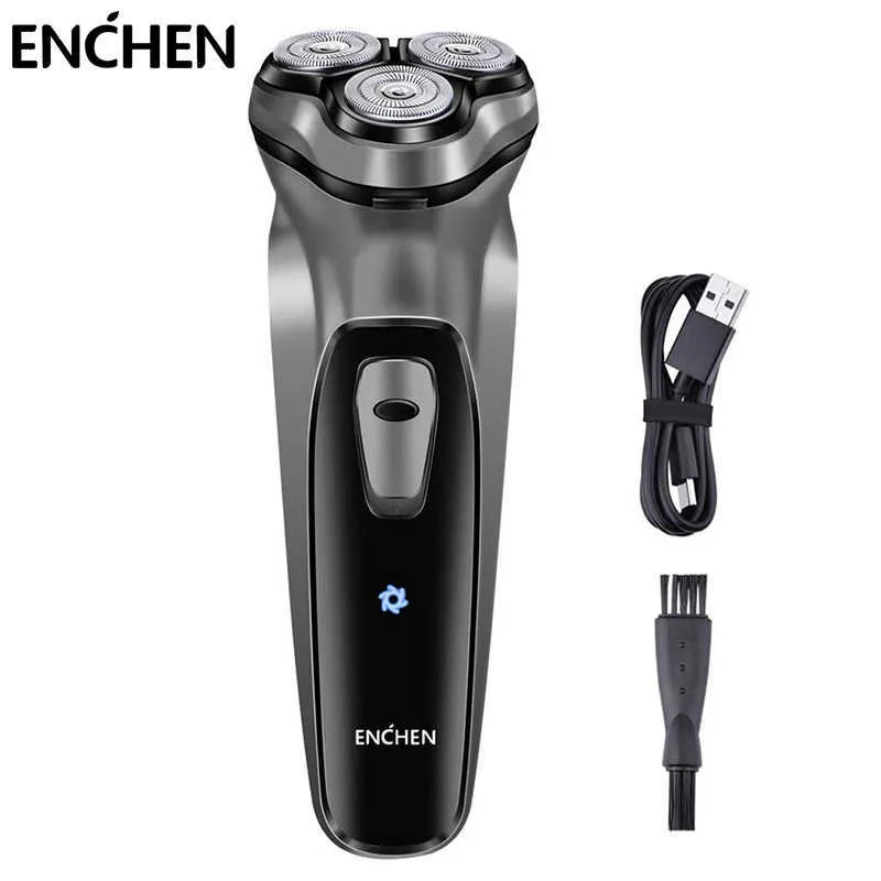 Enchen Shaver Elétrico Blackstone para homens USB recarregável molhado lâmpada elétrica seca com aparador pop-up aparador de barba sem fio P0817