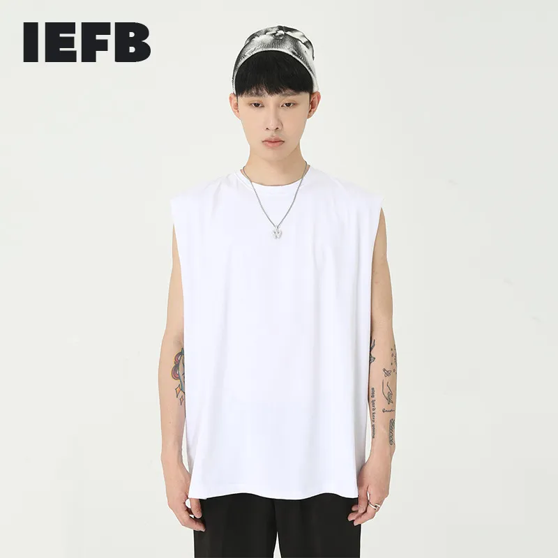 IEFB Abbigliamento da uomo Ins Estate Coreano Moda Uomo Allentato Bianco puro Cantilever Canotte Fitness Sport Senza maniche Canotte 9Y5459 210524