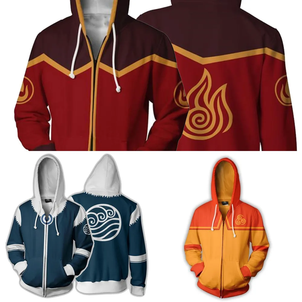 Avatar The Last Airbender Hoodie 3d Printed Zip Up Polyester Hip Hop Men Hooded Hoodie For