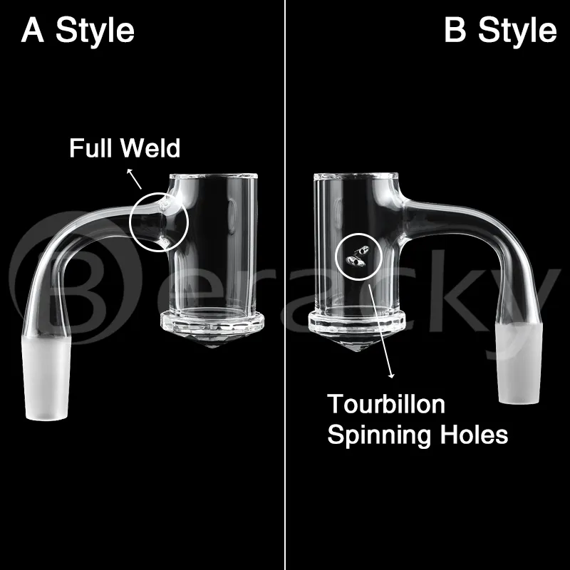 Две стили Полное сварное кашеное скошенное края ограненное кварц Banger 25MMOD бесшовные сварные алмазные дно с турбийонским спиннинговыми отверстиями Ногти для стеклянных бонгов DAB