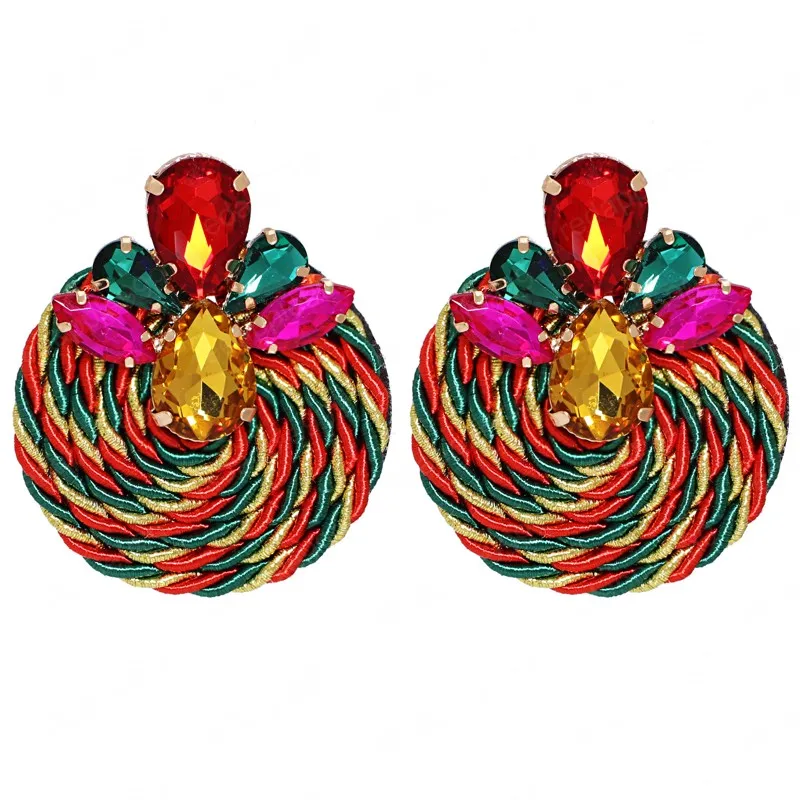 Красочные цветочные серьги богемные ручной работы круглые серьги для женщин моды ювелирные аксессуары