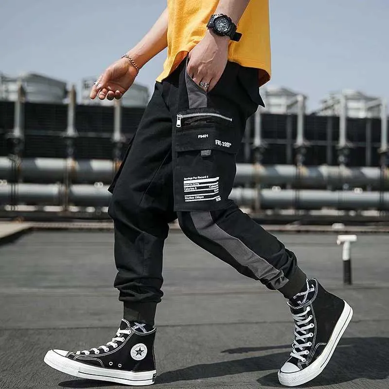 2020 été pantalons hommes mode tendance cheville longueur pantalon pantalons décontractés jambes amples Harlan hommes salopette populaire X0723