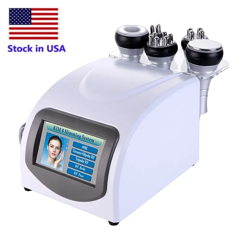 Stock in US 40K Ultrasone cavitatie 5 in 1 Slankstof vacuüm multipolaire RF Pressotherapie Cellulitis verwijdering Body vormgevende spa -machine