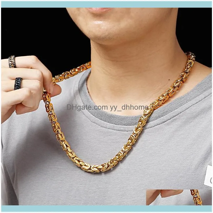 Hiphop Mens Necklaces 60CM Long Braided Chain Necklace Men Golden Heavy Stainless Steel Handmade Jewelry Accessories Wholesale Chains