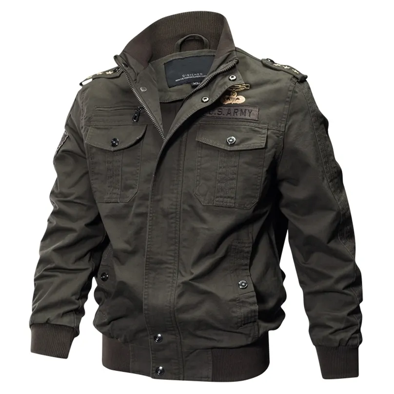 Плюс размер военный бомбардировщик куртка мужчины весна осень повседневные многокаркарты пилотные куртки мужской армии грузовые авиабилеты мужские M-6XL 211215