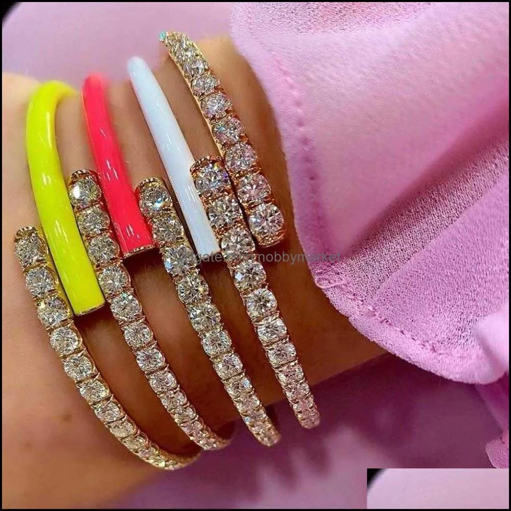 Summer selling Neon Enamel open adjust bangle bracelet for women fashion gold color jewelry 210408