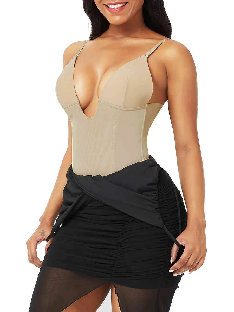Feelingirl Deep V Bodysuit With U Plunge Bra And Thong Slimming Plunge Shaper  Bodysuit With Backless Straps And Seamless Design Sexy Lingerie For Women  210402 From Jiao02, $15.92