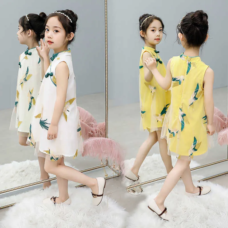 2021 summer girls clothes baby children's casual dress children's clothing feather embroidery youth girls clothes wholesale Q0716