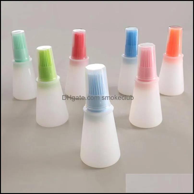 Baking Oil Brush Silicone Oil Bottle with Cap Barbecue Brush with Scale Sauce Butter Brush Kitchen Cooking Accessory CCF6955