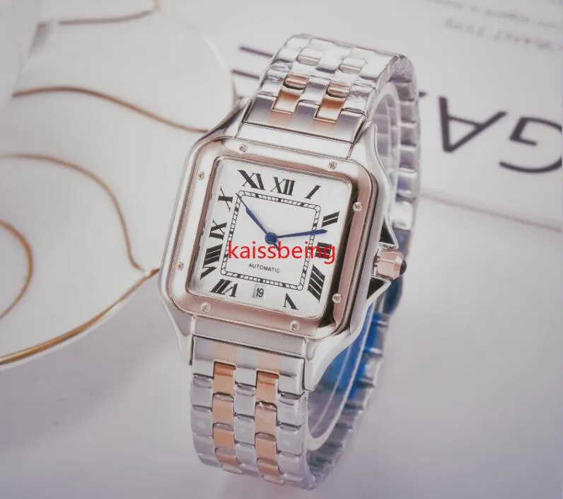 Mode Lady carré hommes femmes montre en acier inoxydable date automatique hommes analogiques concepteur en gros montre-bracelet cadeaux