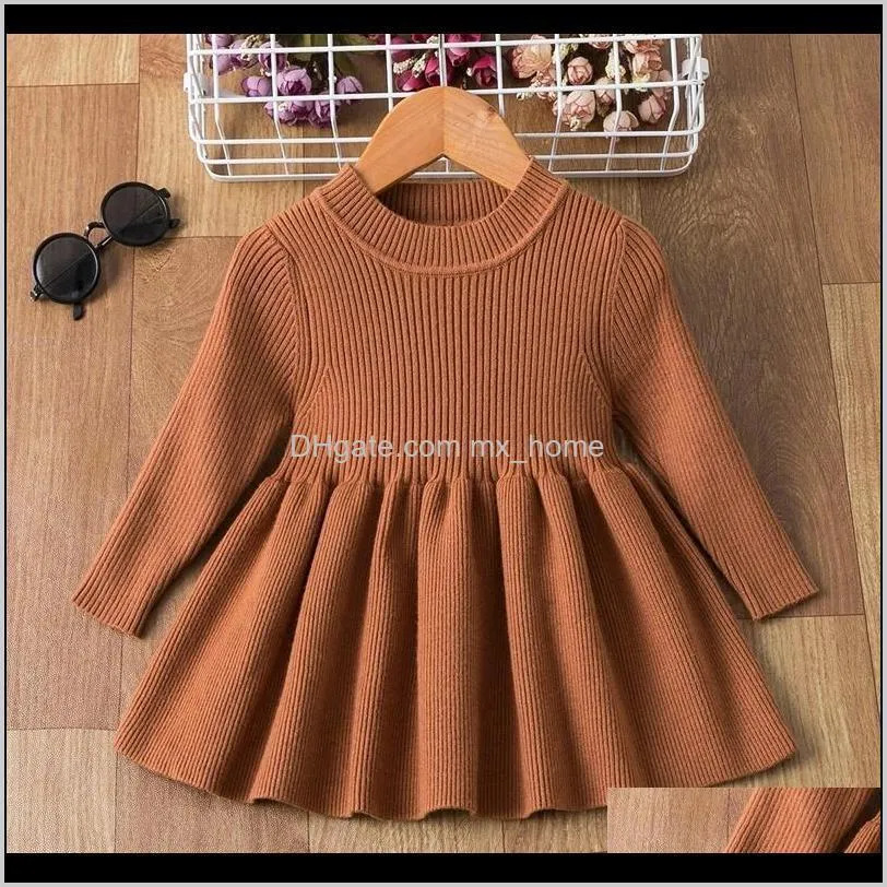 baby girls winter dress long sleeve sweater knit christmas toddler casual warm dress chiffon xmas children clothing vestido 201029