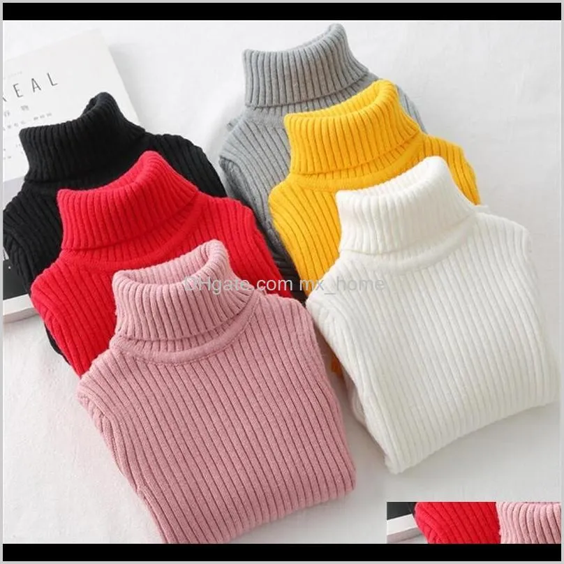 Baby Maternity Drop Leverans 2021 Liligirl Baby Girls Vinter Turtleneck Tröja Colthes Höst Boys Barnkläder Pullover Stickad Solid