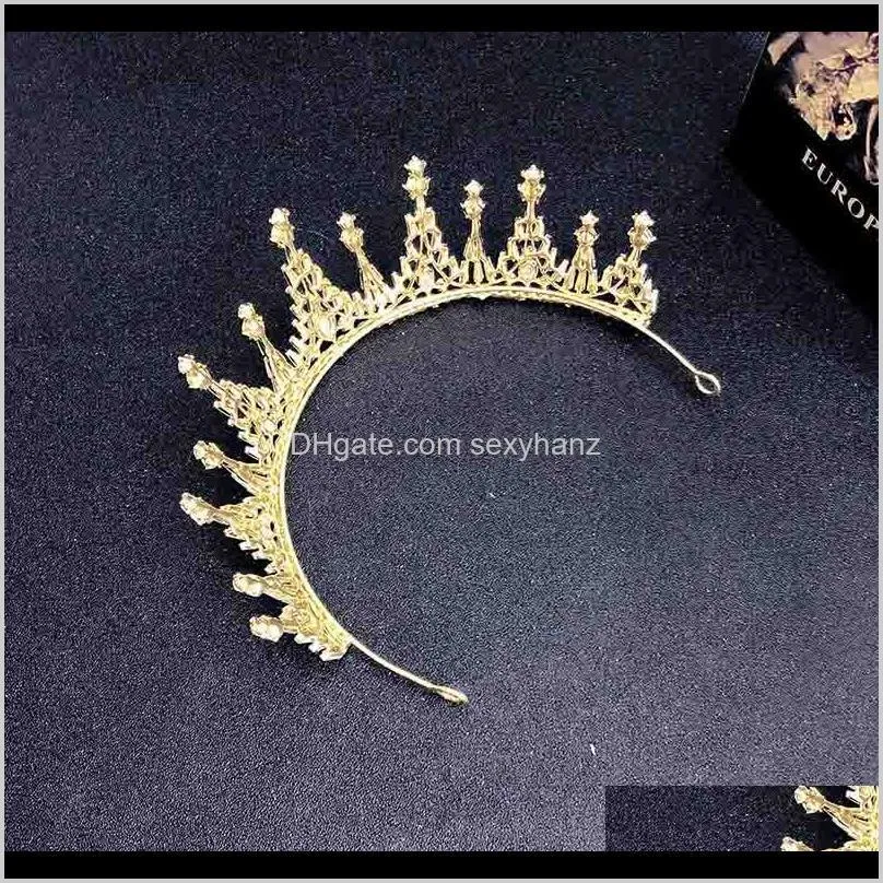women hair jewelry headpeice sparkly rhinestones crystals crown baroque gold silver color tiaras bride wedding headband xh