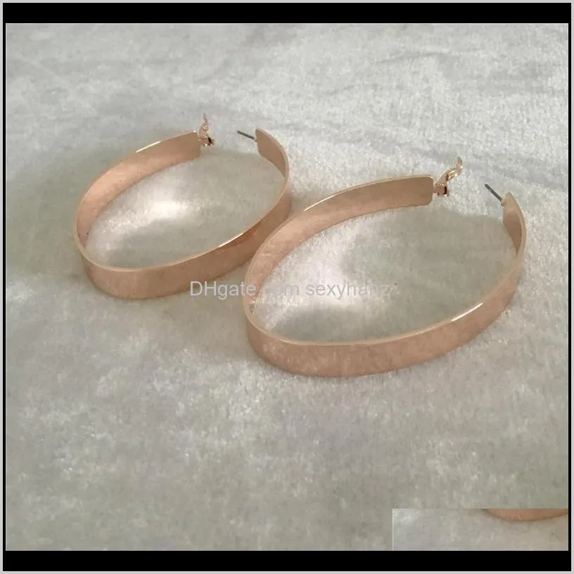 casual gold rosegold color width oval hoop earring for woman girl