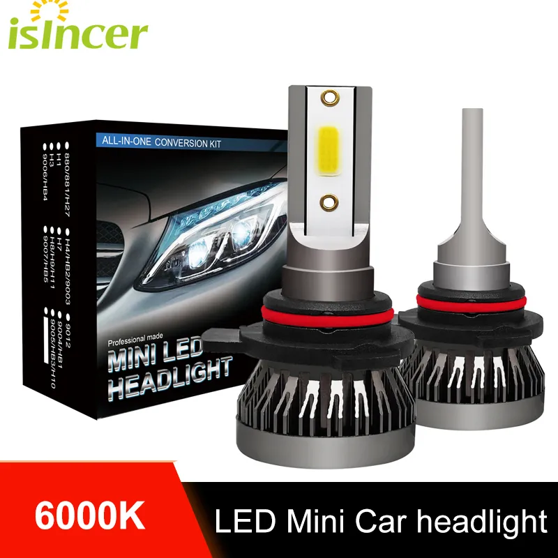 Isincer Mini Car LED Headlight Bulbs Kit H7 H8 H9 H11 9005 HB3 9006 ...