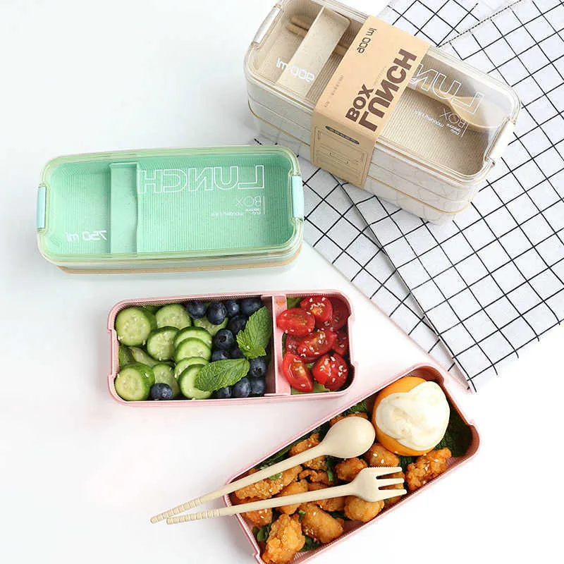 Eco Friendly Lunch Container Bento Box Style japonais pour enfants Stockage alimentaire Tuperware sain 210709