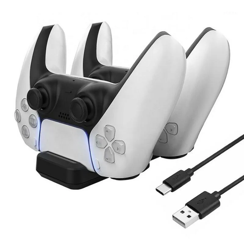 Spelkontroller Joysticks för PS5 DualSense Controller Snabbladdare Dubbel trådlös laddningsstation för dockningsstation Play 5 HBP-262 20211