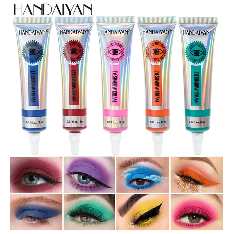 Handaiyan 12 färger Matte Neon Eyeshadow Cream High Pigment Lätt att applicera sommargul rosa ögonskugga krämer