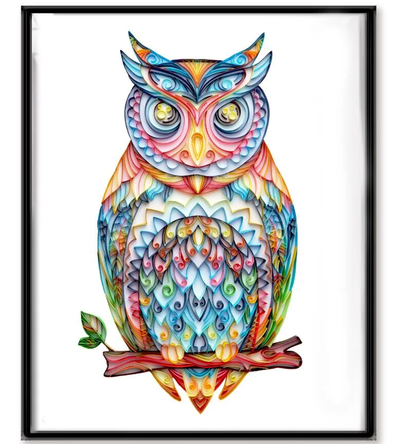 Uniquilling 3D Owl Quilling Paper Filigraan Schilderijen Muur Decor DIY Quillings Papers Ambachten Geschenken Schilderij Tools Kits