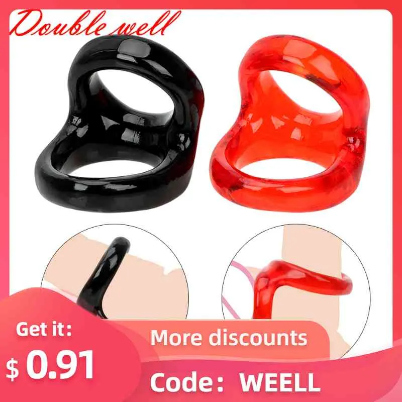 Massage Penis Rings Cock Rings Silikon Dubbel Male Chastity Device Fördröjning Ejakulation Vuxen Game Sexiga leksaker för män Elastiska vuxna produkter