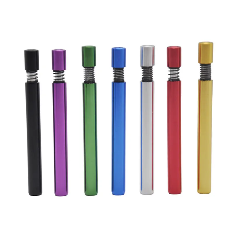 Pipe à fumer en métal E Cigarette Pen Filtre Conseils One Hitter Spring Bats Snuff Snorter Distributeur Tubes Paille Sniffer Tabac Fumée Tuyaux