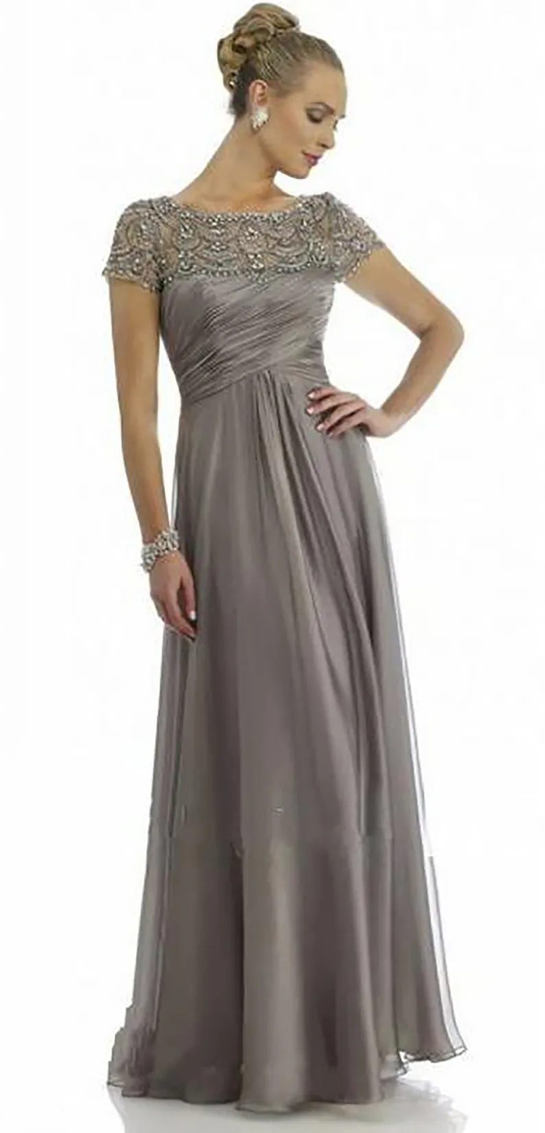 empire waist mother of the groom dress Ever-Pretty Elegant Deep V-Neck Mesh Batwing Sleeve Evening Dress for Special Occasions main image 0