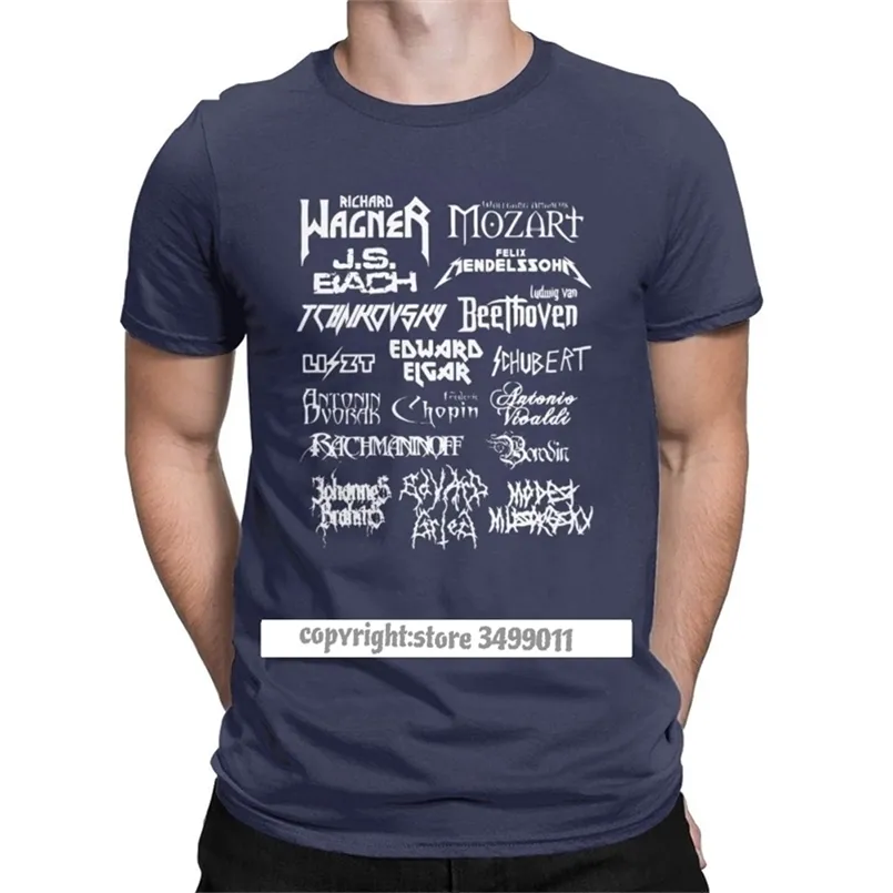 Heavy Metal Classical Composers Tee Shirt Men Mozart Beethoven Chopin Bach Mendelssohn Casual Tees Cotton Clothes T 210714