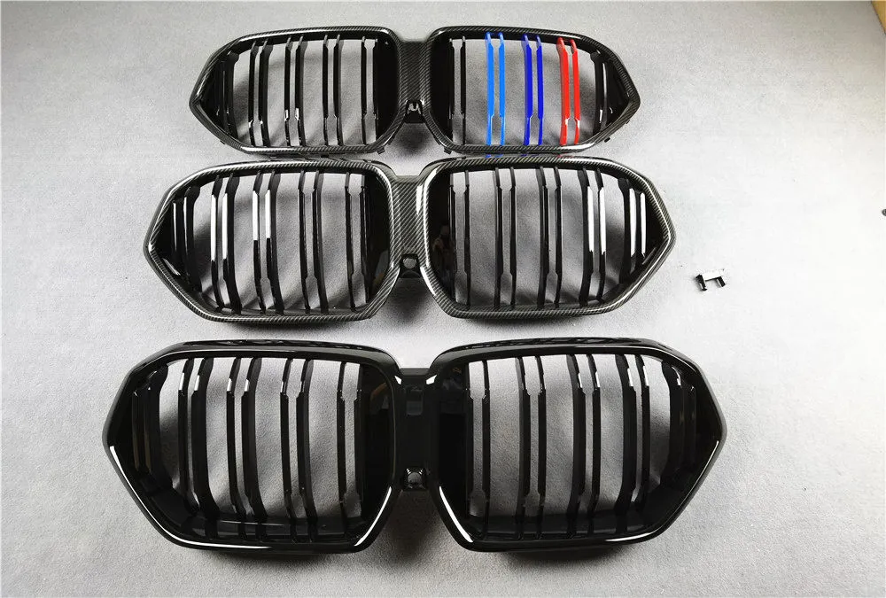 3 Colors Carbon Pattern Mesh Grilles Glossy Black/ M Color Car Front Hood Grille For BMW X6 G06 ABS Material