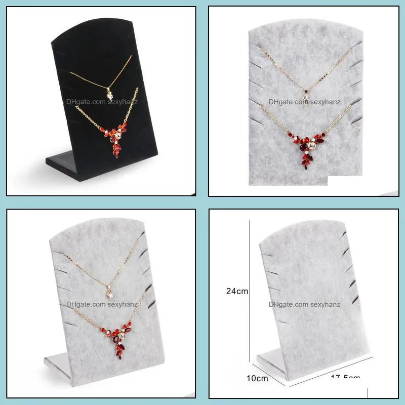 Jewelry Pouches, Bags TONVIC Wholesale 2Pcs Velvet Necklace Chain Bracelet Display Stand Board Holder Rack With 10 Slots
