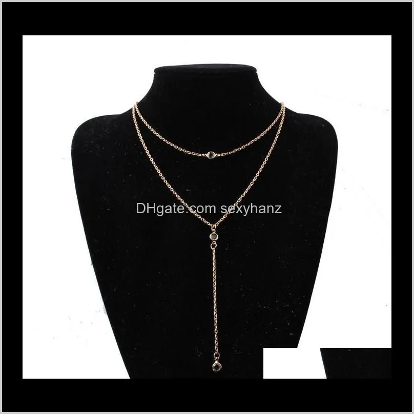 charm multilayer long tassel chain necklace charming women gold color boho beach sexy body jewelry crystal pendant t297