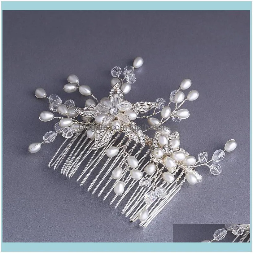 Designers Pearl Comb Bridal Hair headdress jewelry diamond wedding accessories comb hca01