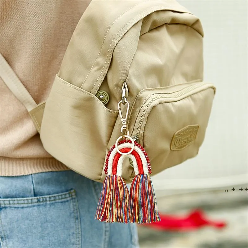 Regenbogen-Anhänger Schlüsselanhänger Kunst und Kunsthandwerk Böhmische Quasten Tasche Keying Mode Bunte Dekoration CCA10120