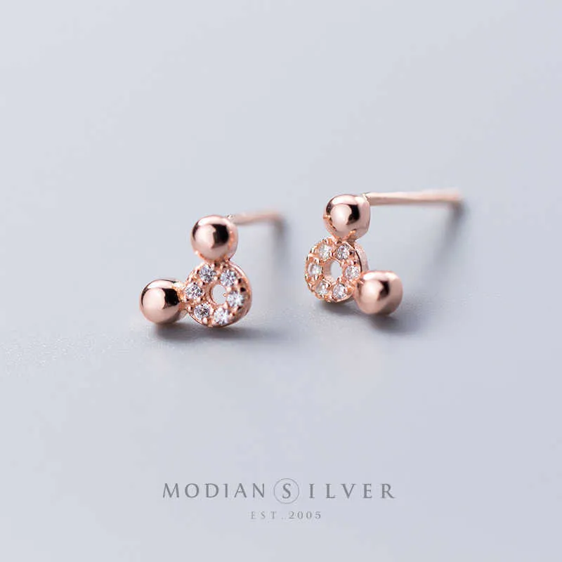 925 Sterling Silver Cute Small Mouse Stud Kolczyk Dla Kobiet Anty Allergy Ear Pin Moda Fine Jewelry Kids Prezent 210707