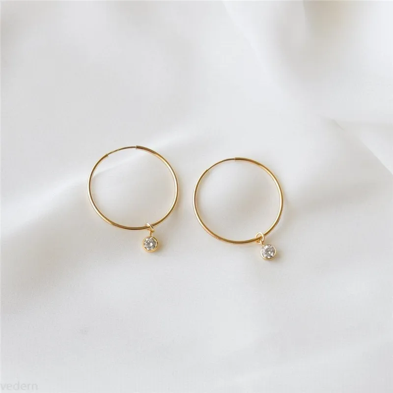 Gouden hoepels oorbellen 14k goud gevuld zirkoon sieraden minimalisme brincos vintage pendientes oorbellen voor vrouwen