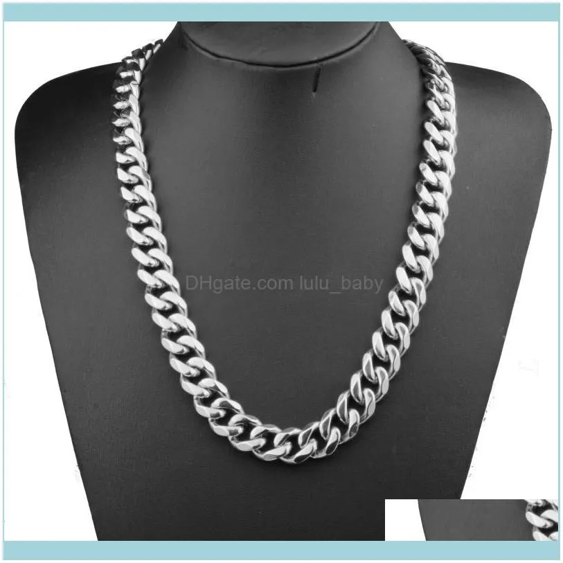Chains 12MM Handmade Jewelry Adjustable Choker Tail Hip Hop Rapper Stainless Steel Silver Color Chain Cuban Necklace Or Bracelet1