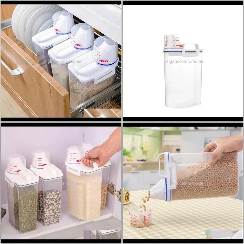 Rice Beans Stoarge Jar With Seal Cover 4 Lattices Refrigerator Preservation Container Plastic Kitchen Storage Box QW Bottles & Jars