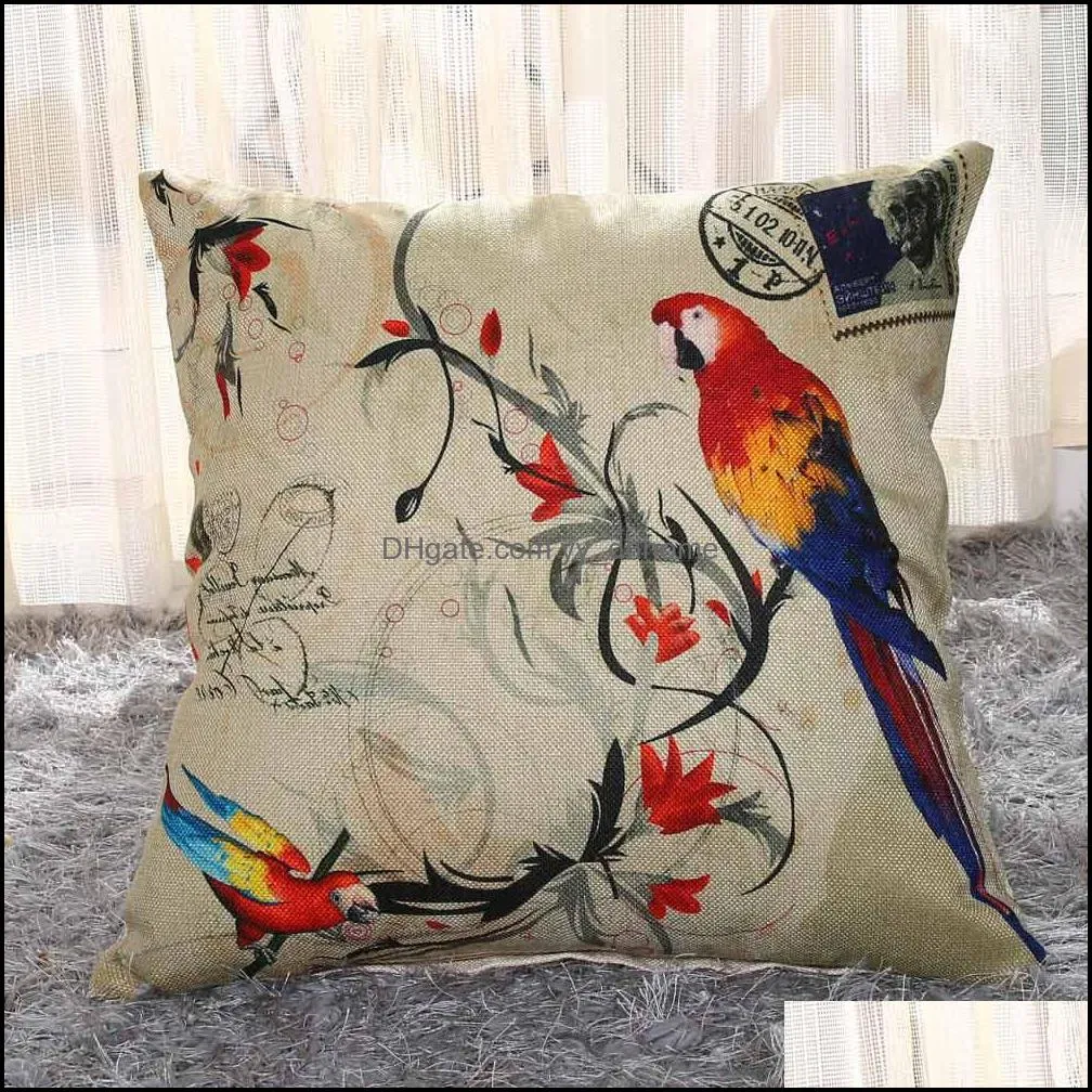 Parrot Animal Pattern Pillowcase Decorative Pillows For Sofa Seat Cushion Cover Festival Pillow Case Office Home decor