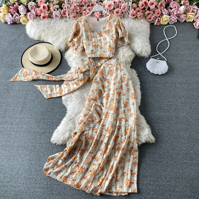 Chiffon skirt two deals piece set