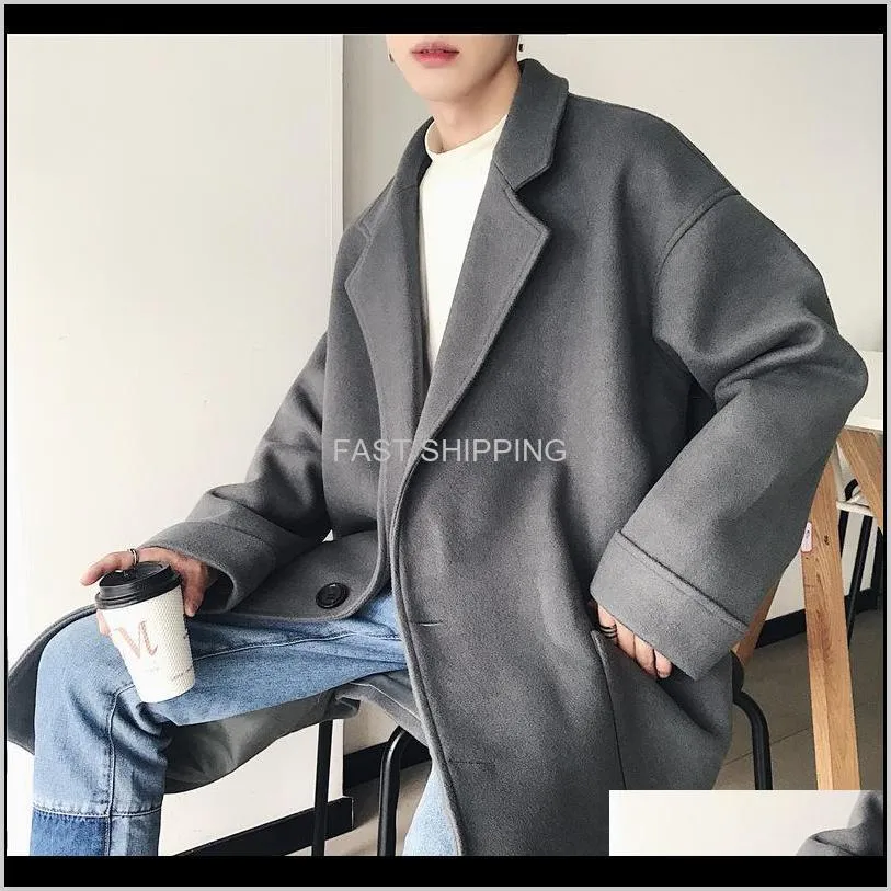 Men Winter Woolen Trench Coat Fashion