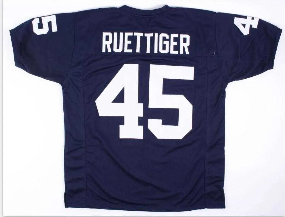 Custom Men Youth women Vintage V neck Rudy Ruettiger # 45 Rudy Movie Navy Blue Football Jersey taille s-5XL ou personnalisé n'importe quel nom ou numéro de maillot