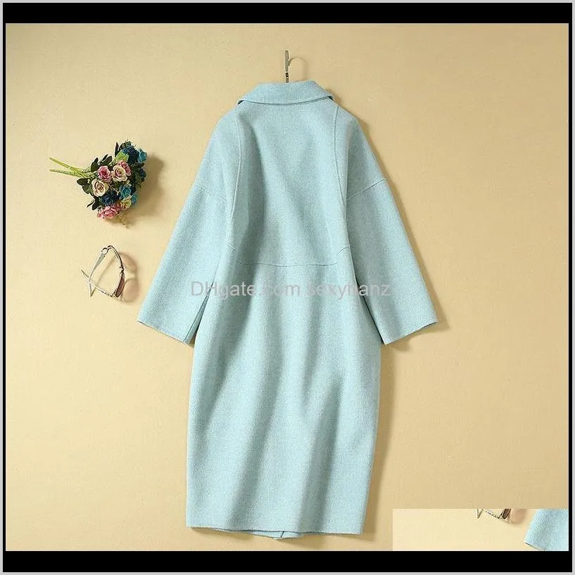 autumn spot about han edition double-sided wool coat female with long dress coat winter warm cotton-padded clothes1