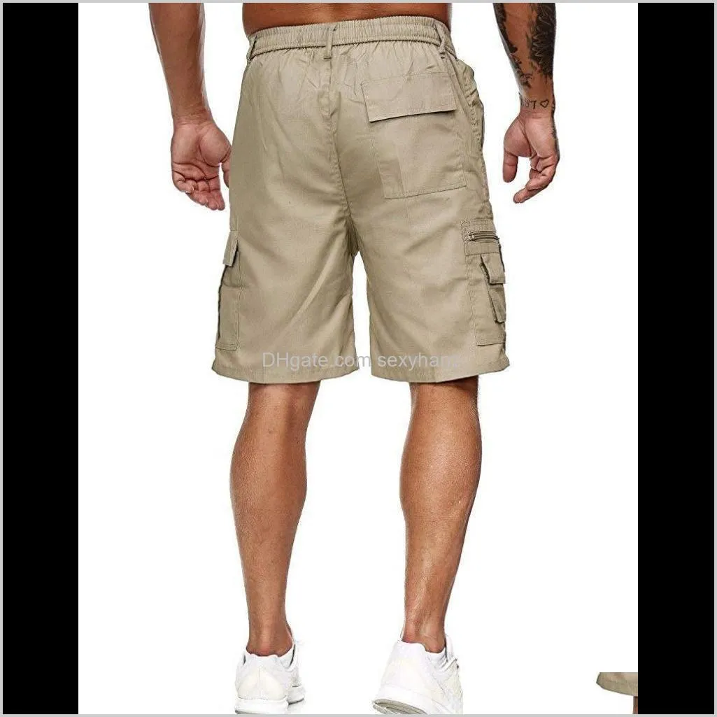 2021 new men`s cargo shorts side multi-pockets men work shorts casual workout short pants loose fit cotton summer outdoor