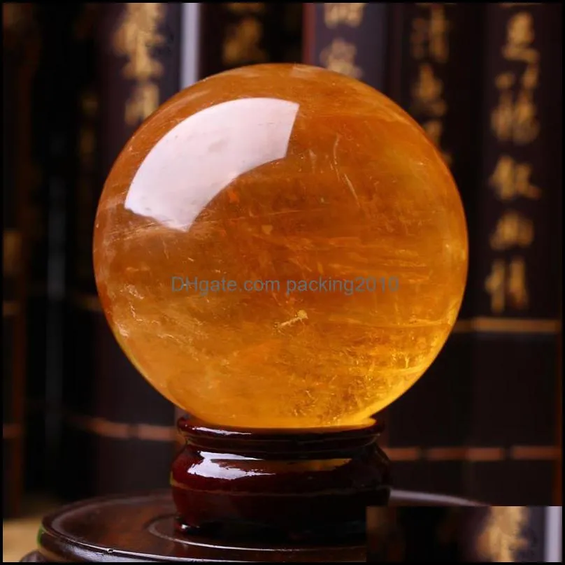 Good Fortune Balls Crafts Natural Topaz Transshipment Beads Icelandic Stone Crystal Ball not have holder Home Furnishing Decoration 20hy4