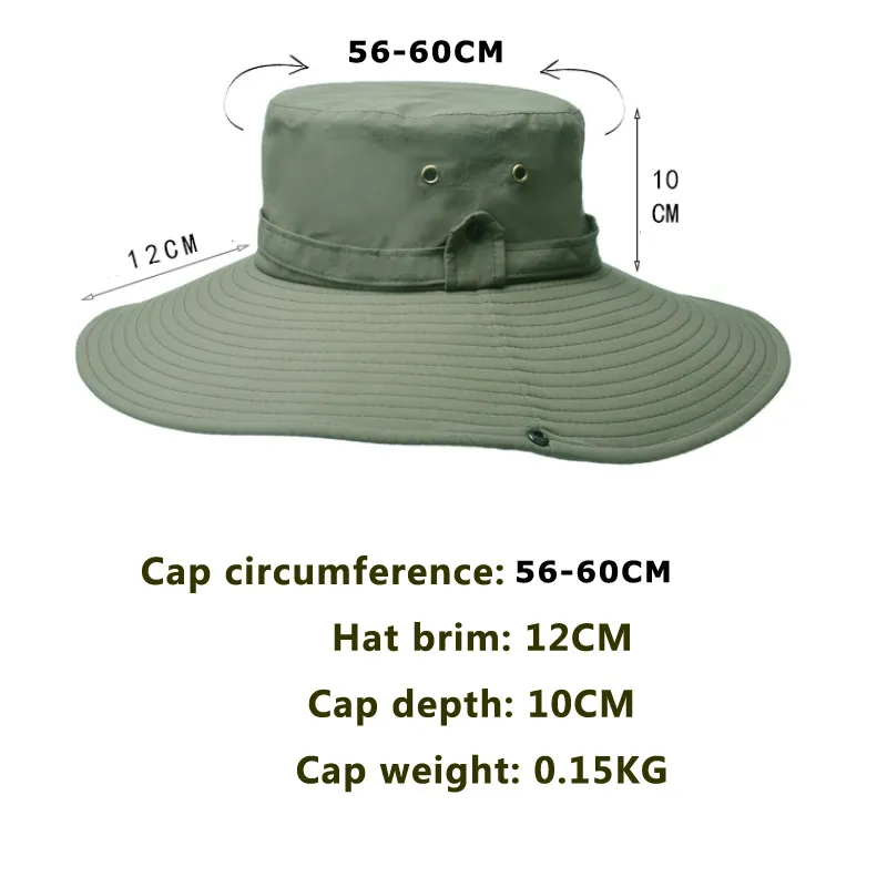 Waterproof Fabric Mountaineering Hat Mens Anti UV Sun Hats For