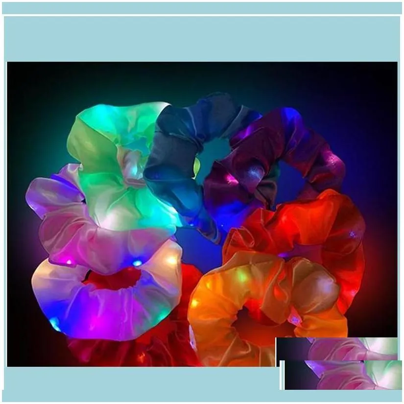 Tools Productsled Luminous Bands Scrunchies Women Girls Headwear Rope Simple Wrist Rings Rubber Band Hair Aessories