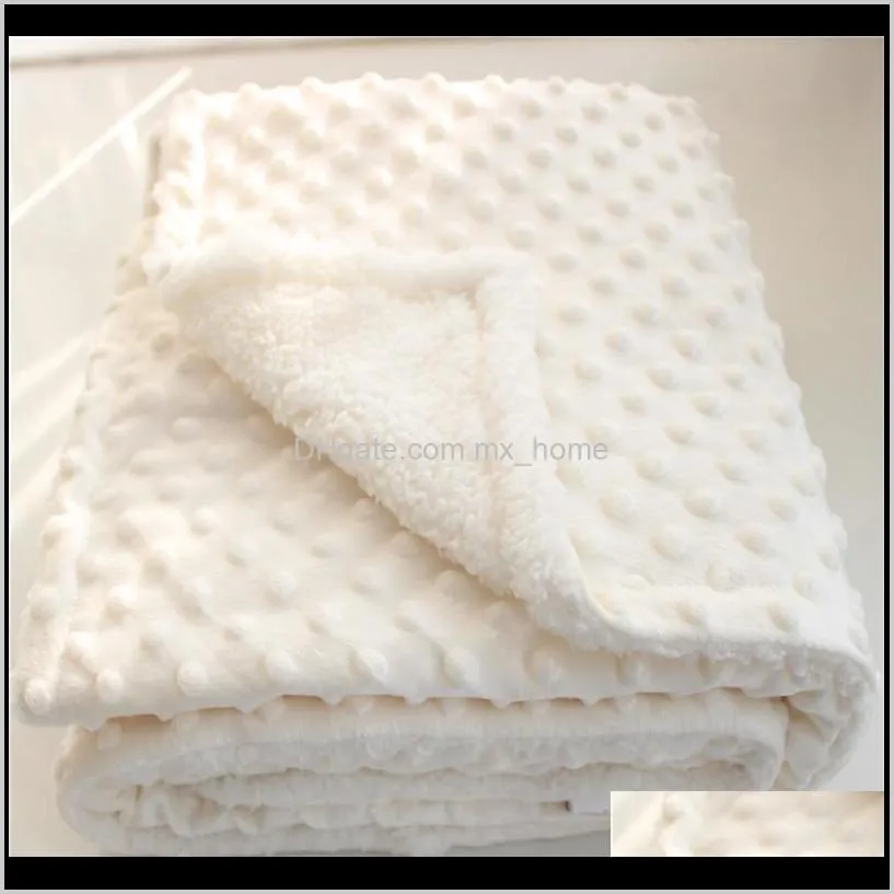 minky dot sherpa fleece double layers baby blanket newborn receiving blanket kids quilt soft winter plush newborn baby swaddle 201106