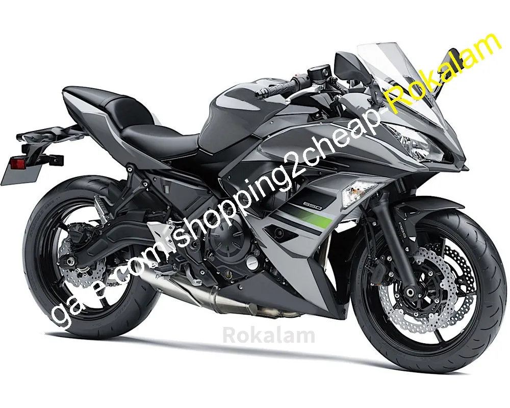 Zestaw owiewki ciała dla Kawasaki 650R ER 6F 2017 2018 2019 ER-6F 17 18 19 ER6F 650 Black Grey Bodyworks ABS Fairings Wtryskowe formowanie